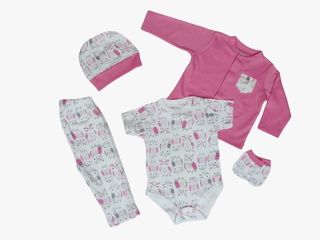 MK1037 Ajuar Buho - Fucsia 3 a 6