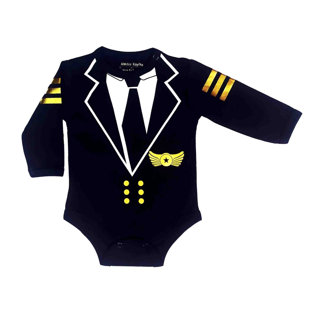 Body Aviador ML azul talla 3 a 6