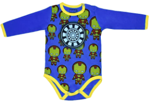 Body Iron Man collarete amarillo azul talla 9 a 12