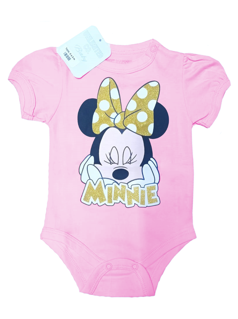 MV607 Body Minnie rosado Lazo dorado 6 a 9