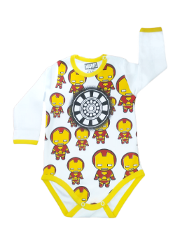 Body Iron Man collarete amarillo blanco talla 12 a 18