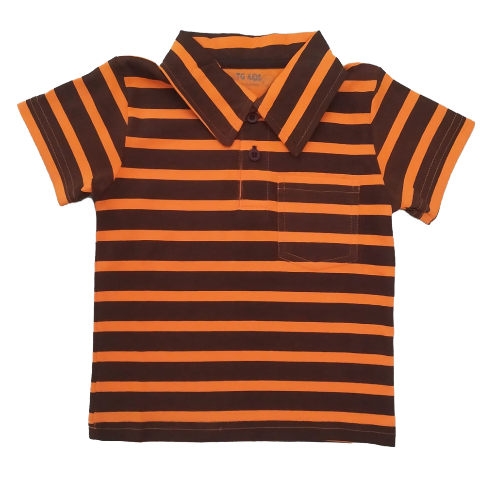 MK679 Polo Camisero a rayas - naranja / marrón T2