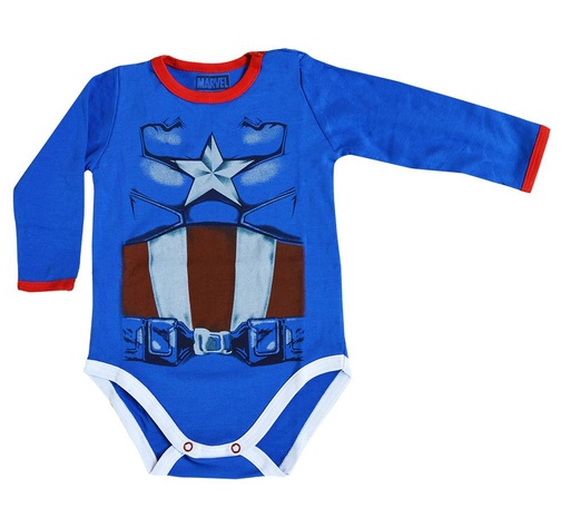 [MV596] MV537 Body Capitan America ML Azul Italiano 6 a 9