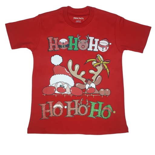 [MK1231] MK1231 Polo HoHoHo Reno Papa Noel / Rojo T8
