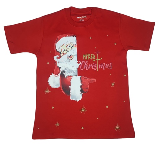 [MK1232] MK1232 Polo Papa Noel señalando Merry Christmas / Rojo T4