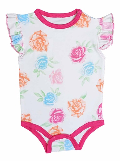 [MK609] Body Floreado MA fucsia talla 3 a 6