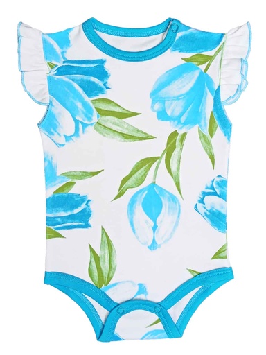 [MK608] Body Floreado MA turquesa talla 3 a 6
