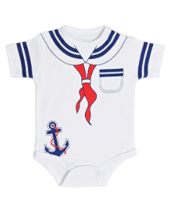 [MK708] Body Marinero con capita  blanco talla 18 a 24
