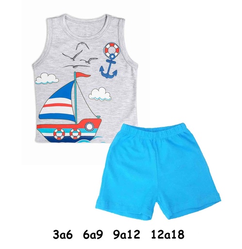 [MK676] Conjunto Barco  Azul talla 16