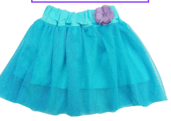 [MK908] Falda Tull con flor  celeste talla 6