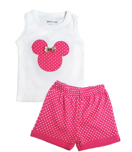 [MV718] Conjunto Minnie perfil  Fucsia talla 2