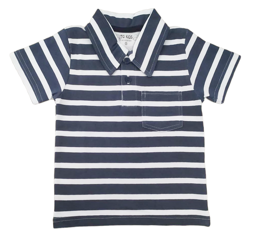 [MK680] Polo Camisero a rayas  turquesa/blanco talla 14