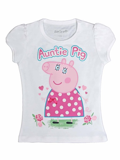 [MV807] Polo Peppa Flores  blanco talla 2