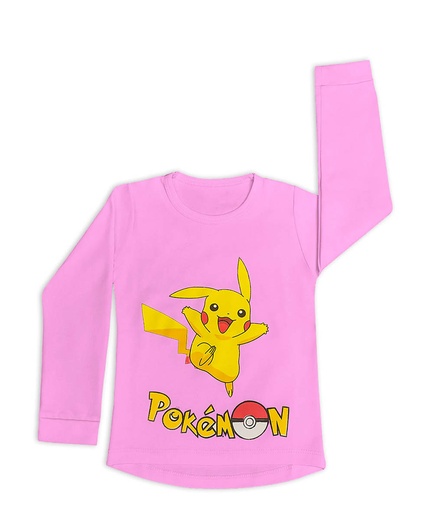 [MV690] Polo Pokemón ML niña rosado talla 14