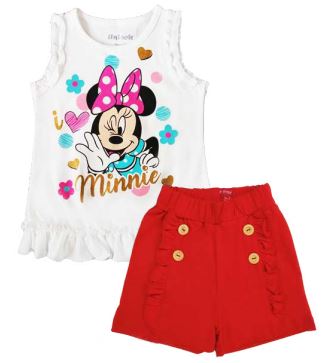 [MV510C] MV510C Conjunto Minnie Con Short Bobitos Blanco/Rojo T2